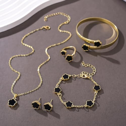 Sparkling Lucky Clover Jewelry Set for Women, Acrylic Bracelet, Earrings and Necklace Set, Four-Leaf Clover Design, Fashionable Elegant Gift for Her, Trendy Women’s Accessories