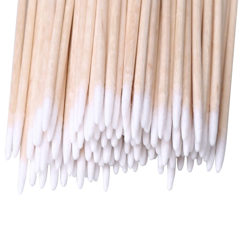 RIKWOG 200 piezas de hisopos de algodón puntiagudos, bastoncillos de algodón de 4 pulgadas para microblading de precisión, aplicadores de palo de algodón para tatuaje de cejas, maquillaje y limpieza