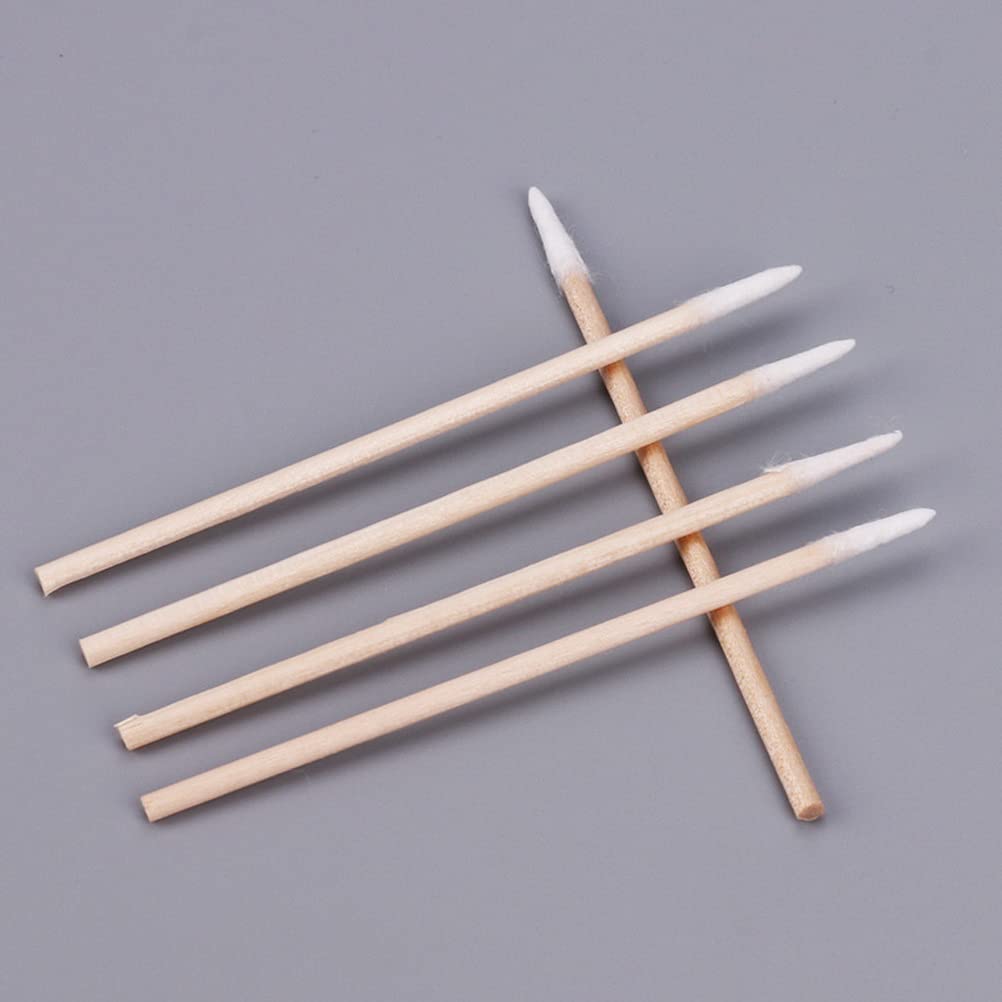 RIKWOG 200 piezas de hisopos de algodón puntiagudos, bastoncillos de algodón de 4 pulgadas para microblading de precisión, aplicadores de palo de algodón para tatuaje de cejas, maquillaje y limpieza