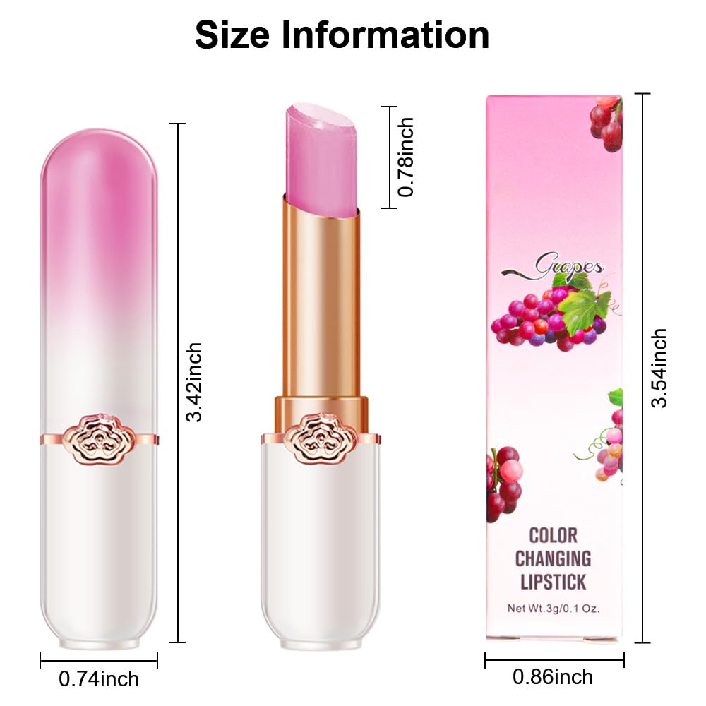 BINGBRUSH 6 piezas de lápiz labial que cambia de color con sabor a fruta, la reina, PH Mood, labios de larga duración, brillo labial, bálsamo labial, tinte mágico, maquillaje para mujer | Long-Lasting Comfort ,Personalized Shade,Deep Hydration,Fresh Looks