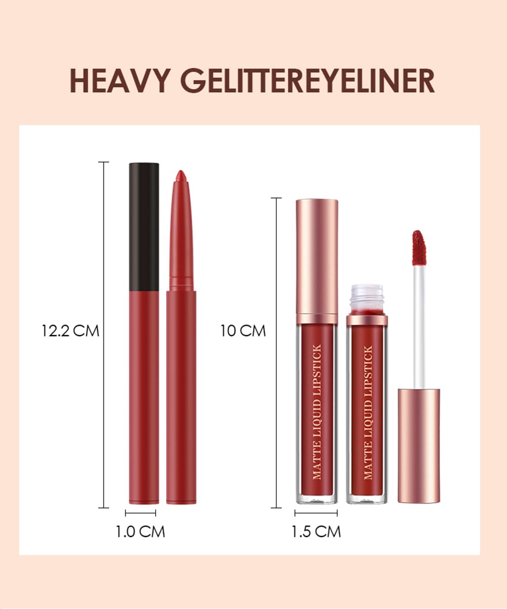 BestLand 12Pcs Matte Liquid Lipstick + Lip Liner Pens Set, Velvety Nude Lip Stain Waterproof Long Wear Makeup Gift Set