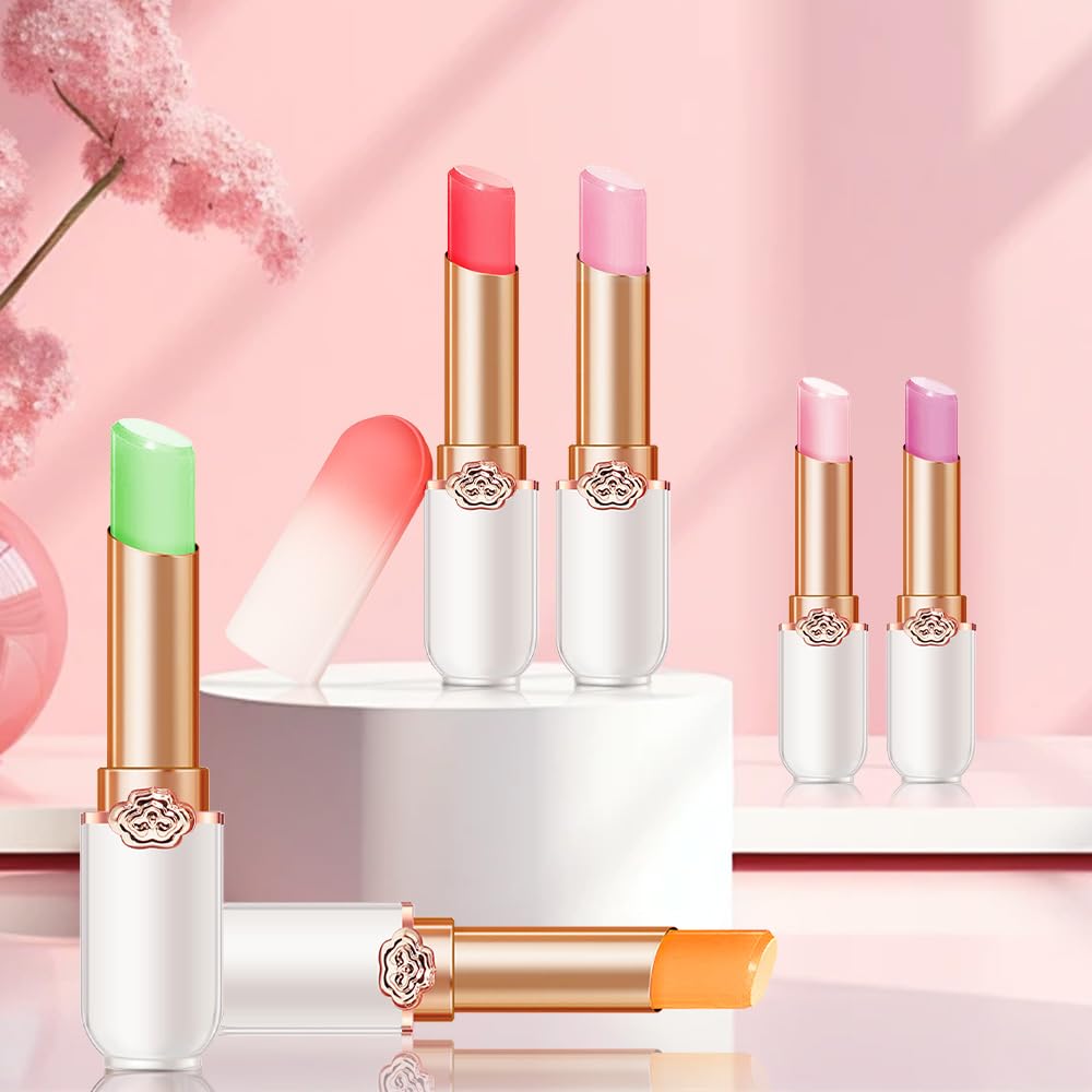 BINGBRUSH 6 piezas de lápiz labial que cambia de color con sabor a fruta, la reina, PH Mood, labios de larga duración, brillo labial, bálsamo labial, tinte mágico, maquillaje para mujer | Long-Lasting Comfort ,Personalized Shade,Deep Hydration,Fresh Looks