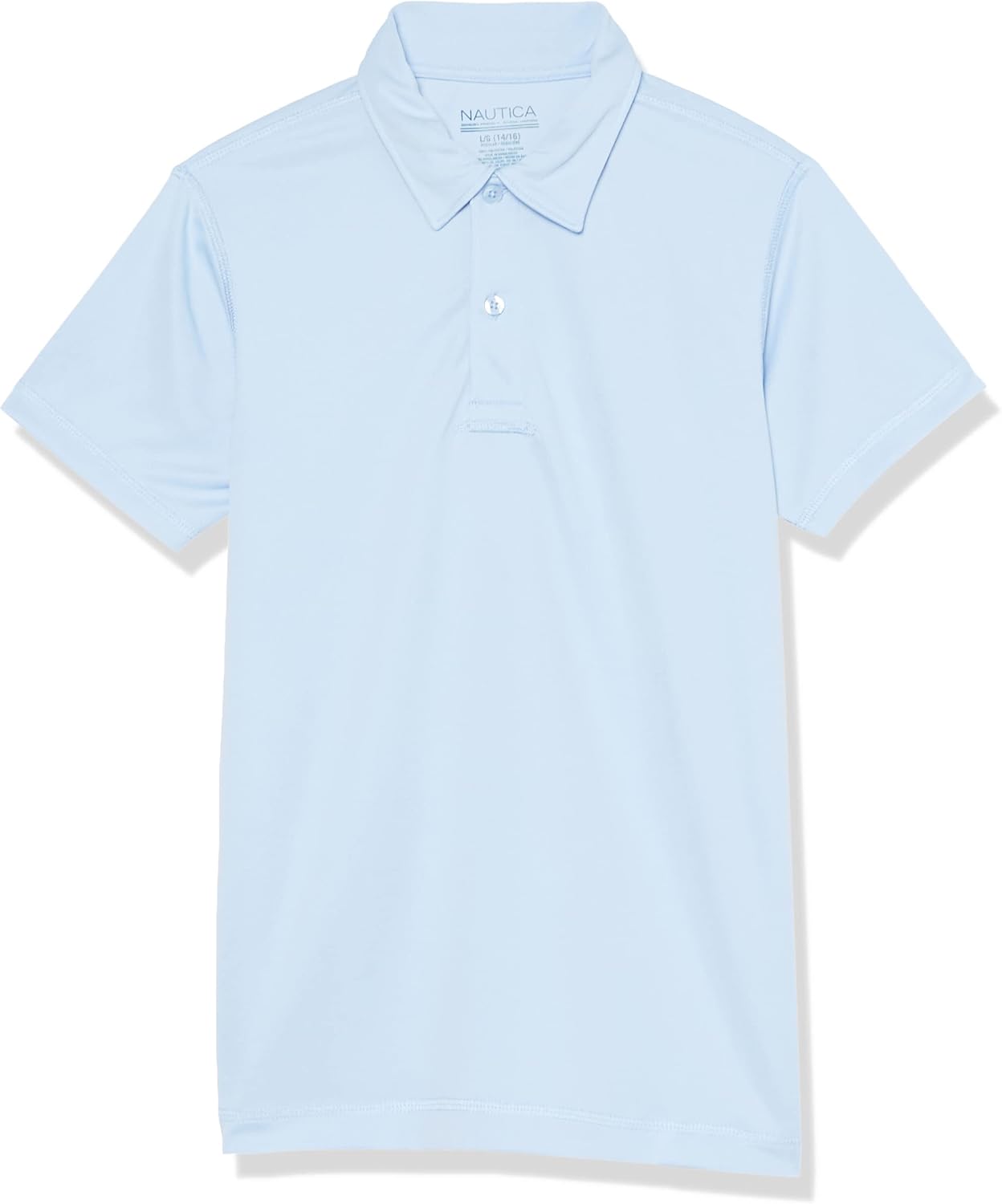 Nautica - Polo de uniforme escolar para niños, de manga corta, sensorial, cierre de botones, material de alto rendimiento que absorbe la humedad
