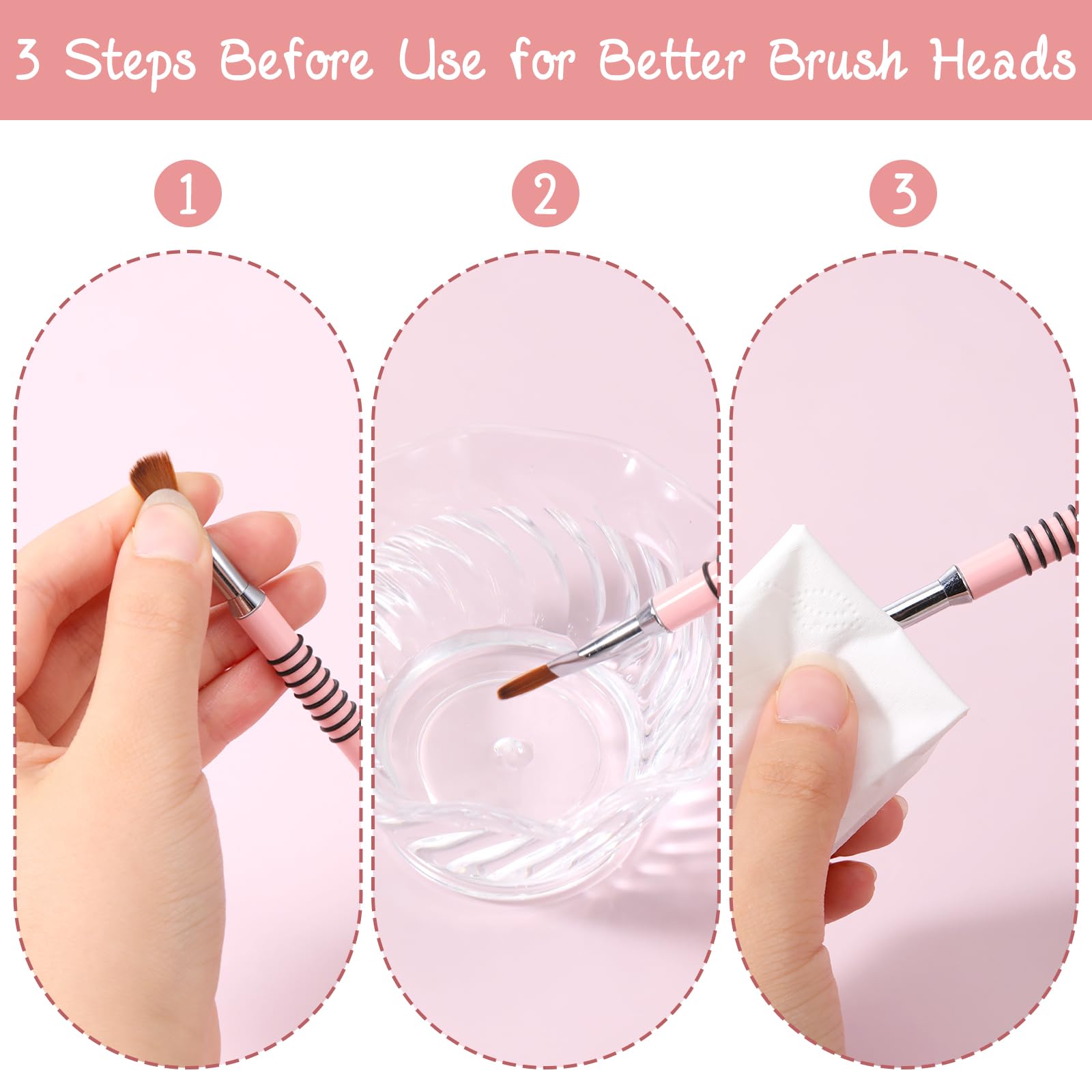 3 bolígrafos de escultura para arte de uñas, herramientas de uñas de silicona de doble punta, cabeza de silicona, pinceles de arte de uñas con mango acrílico, bolígrafo de tallado de esmalte de uñas | Silicone Head Acrylic Handle Nail Art Brushes, Rhinest