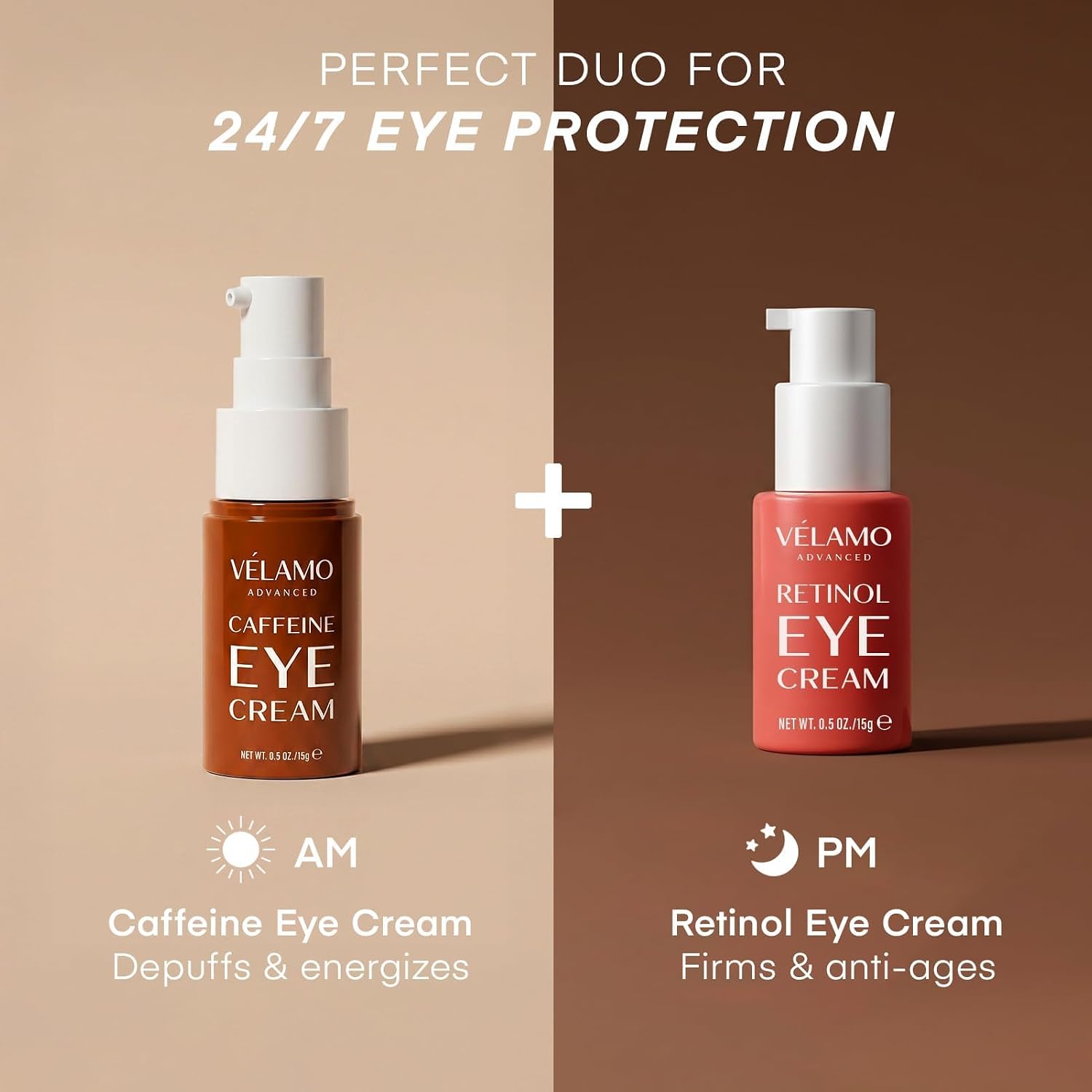 VELAMO ADVANCED Caffeine Eye Cream for Dark Circles, Puffiness & Under Eye Bags – Energizing & Depuffing Under Eye Cream to Smooth Wrinkles & Fine Lines – Dermatologist Tested 0.5 OZ/15g