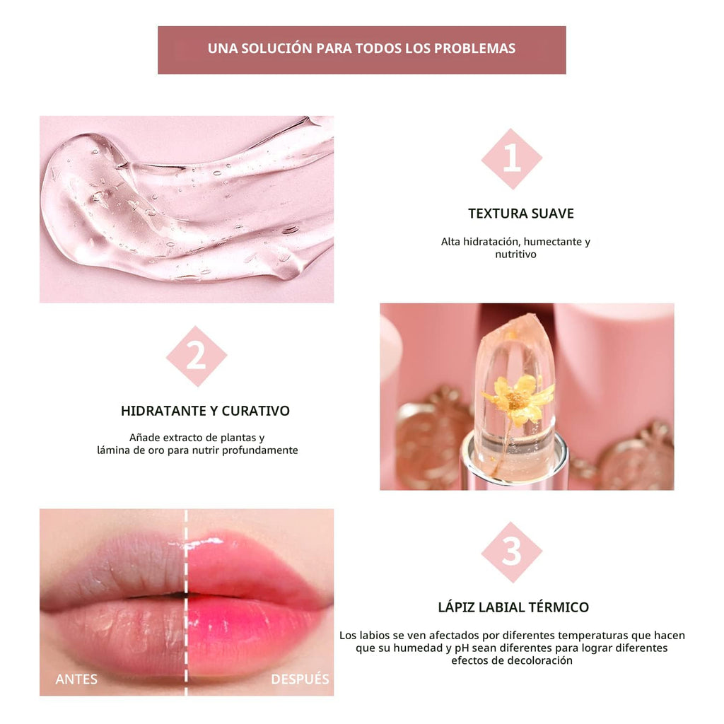 KAILIJUMEI Humectante de labios cuidado Surplus Bright Flower lápiz labial de jalea, Jelly