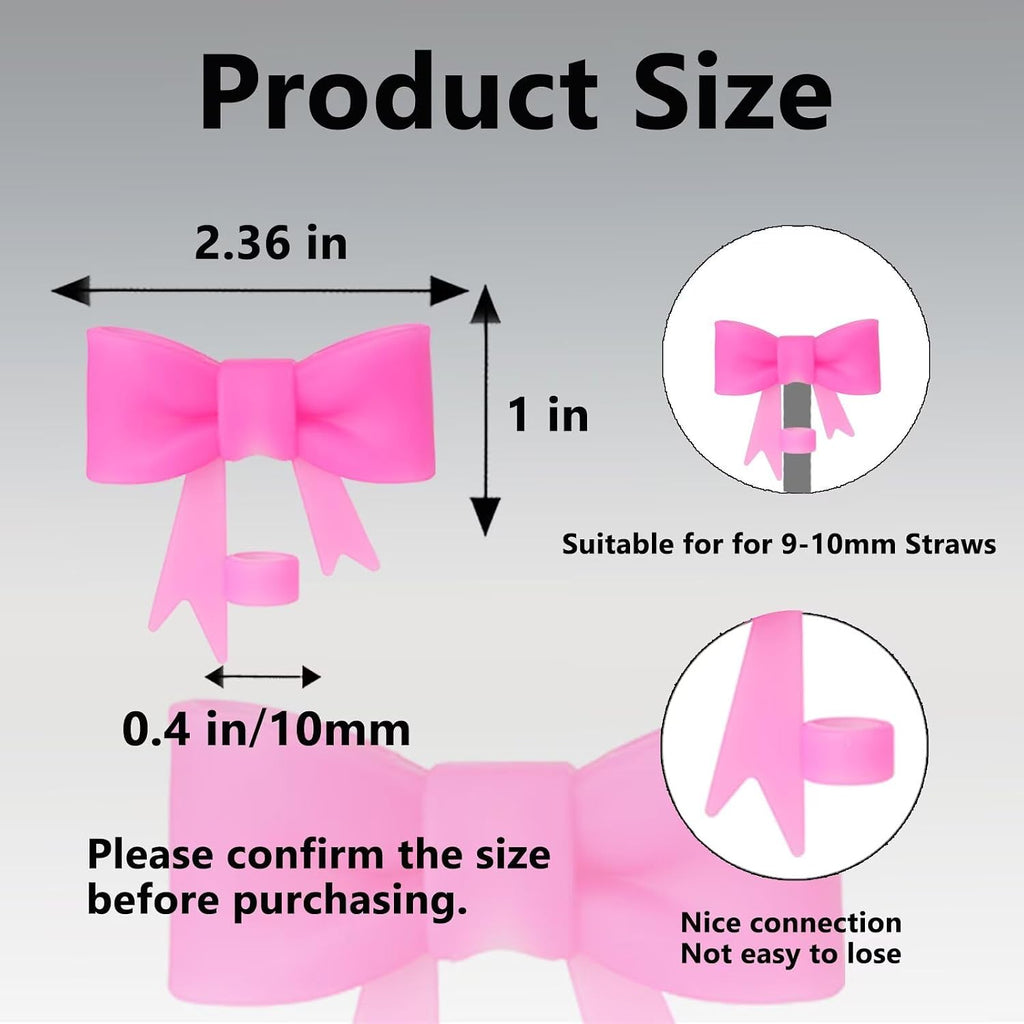 6 fundas de popote de color rosa compatibles con vasos Stanley de 30 y 40 onzas, reutilizables, bonitas puntas de popote de silicona, protectores para copas Stanley de 0.4 pulgadas/0.394 in