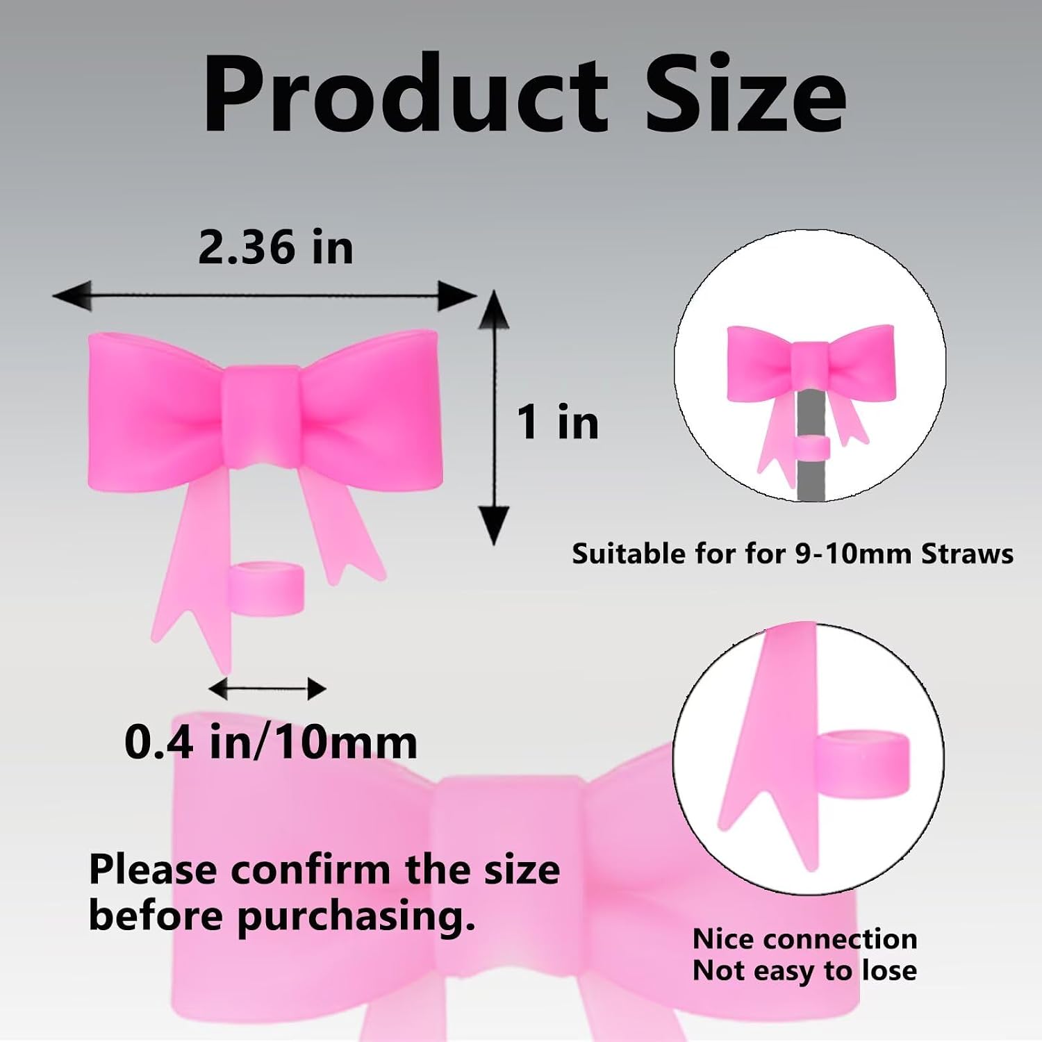 6 fundas de popote de color rosa compatibles con vasos Stanley de 30 y 40 onzas, reutilizables, bonitas puntas de popote de silicona, protectores para copas Stanley de 0.4 pulgadas/0.394 in
