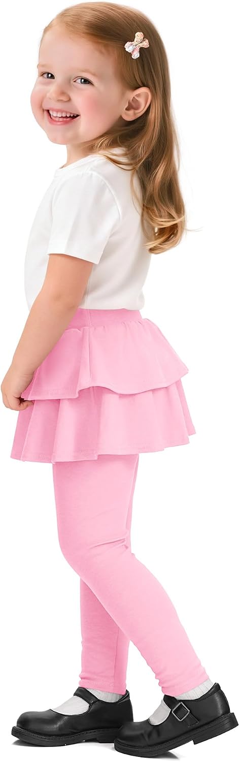 Witwot Paquete de 2 leggings tutú para niña, pantalones de algodón con falda con volantes, talla 18M-5T | Size 18M-5T Baby Girls Clothes