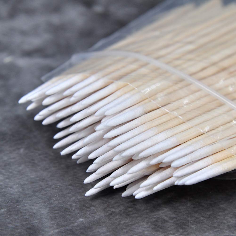 RIKWOG 200 piezas de hisopos de algodón puntiagudos, bastoncillos de algodón de 4 pulgadas para microblading de precisión, aplicadores de palo de algodón para tatuaje de cejas, maquillaje y limpieza