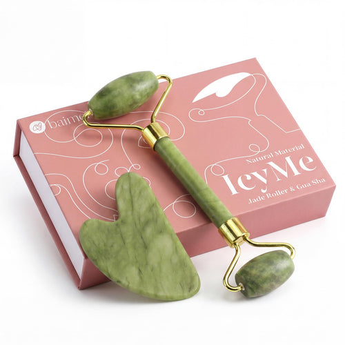 BAIMEI IcyMe - Rodillo de jade y Gua Sha, rodillo facial para reducir el enrojecimiento de la piel, cuidado personal para hombres y mujeres, masajeador para cara, ojos, cuello, alivia líneas finas y | Cooling Face Roller for Lymphatic Massage,Sculpting To