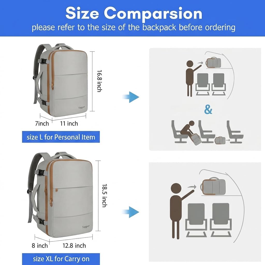 Taygeer - Mochila de viaje para mujeres, mochila de cabina con puerto de carga USB y bolsa para zapatos, mochila TSA para laptop de 15.6 pulgadas aprobada para vuelos, bolsa de enfermera, mochila | 15.6inch Laptop Mochila with Water Bottle Pocket & Shoe P