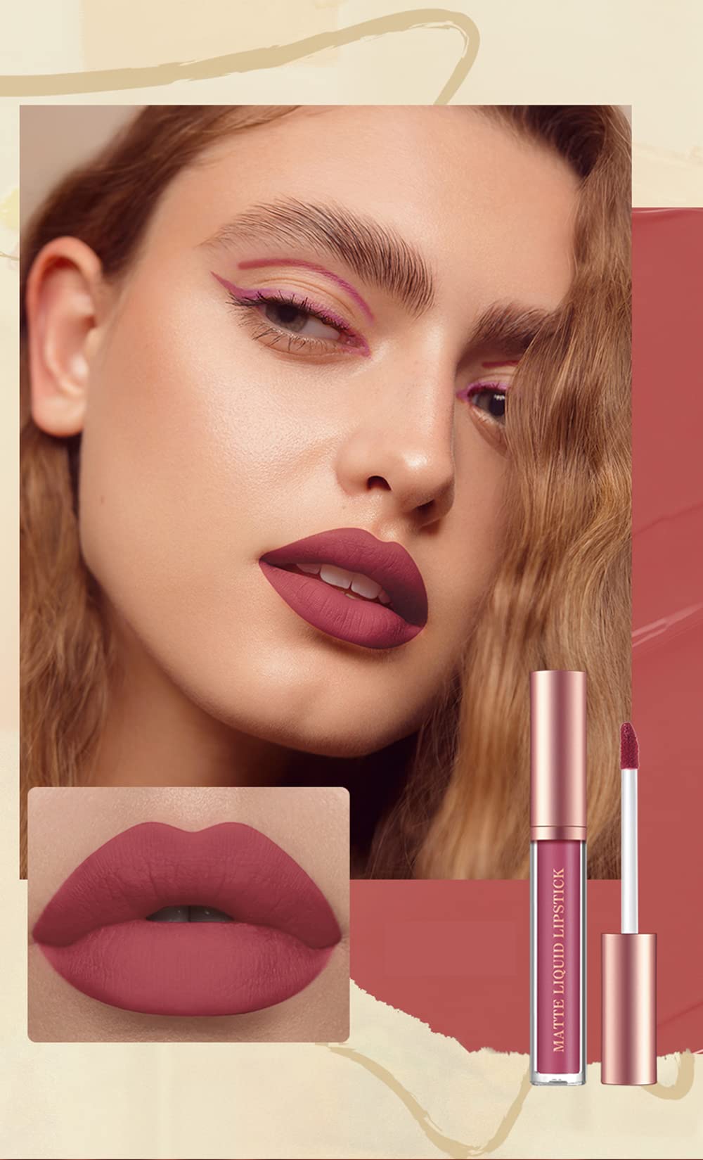 BestLand 12Pcs Matte Liquid Lipstick + Lip Liner Pens Set, Velvety Nude Lip Stain Waterproof Long Wear Makeup Gift Set