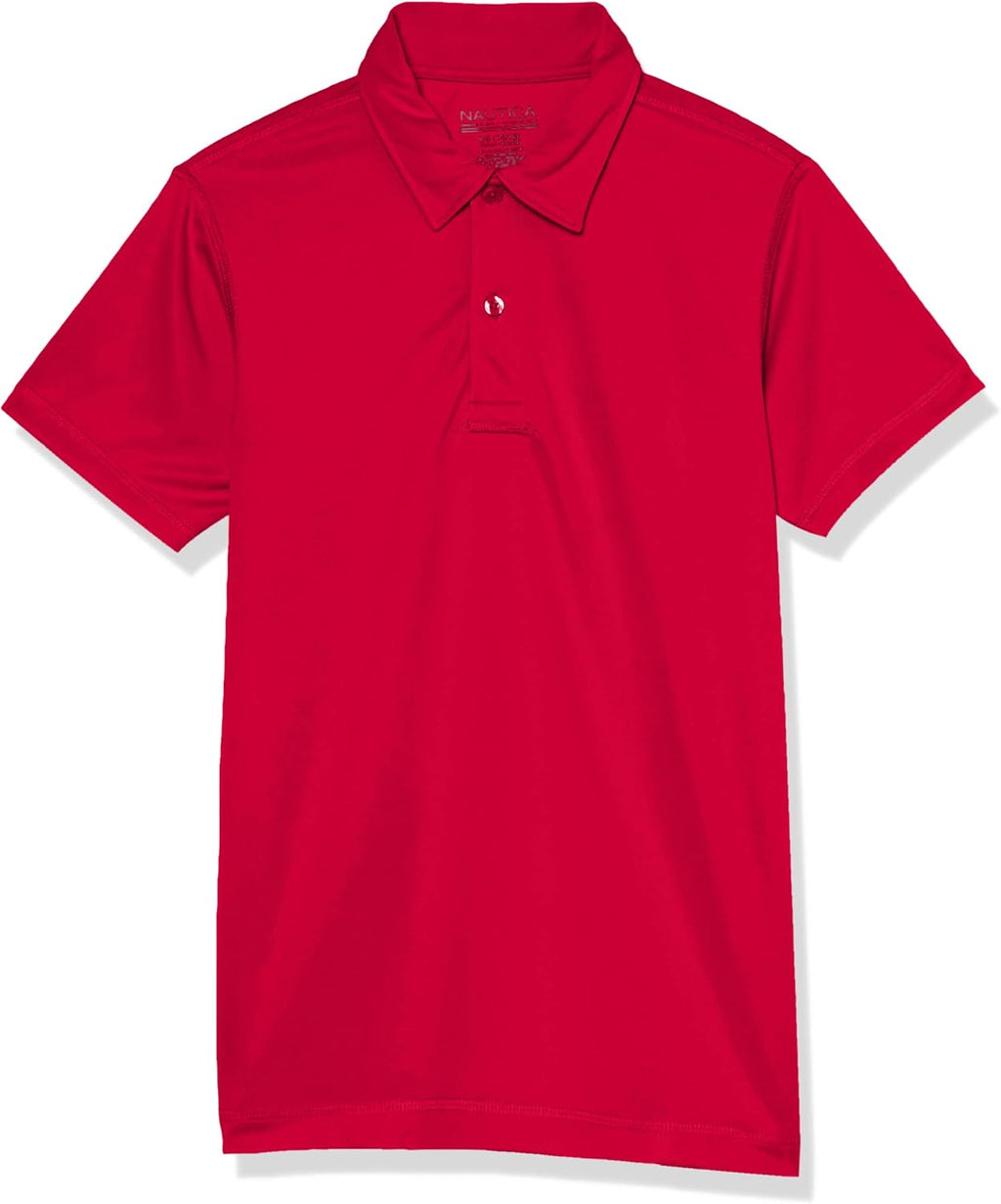 Nautica - Polo de uniforme escolar para niños, de manga corta, sensorial, cierre de botones, material de alto rendimiento que absorbe la humedad
