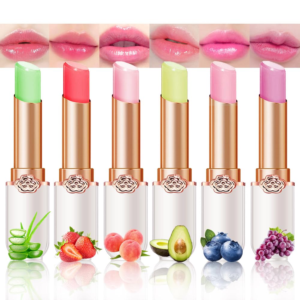 BINGBRUSH 6 piezas de lápiz labial que cambia de color con sabor a fruta, la reina, PH Mood, labios de larga duración, brillo labial, bálsamo labial, tinte mágico, maquillaje para mujer | Long-Lasting Comfort ,Personalized Shade,Deep Hydration,Fresh Looks