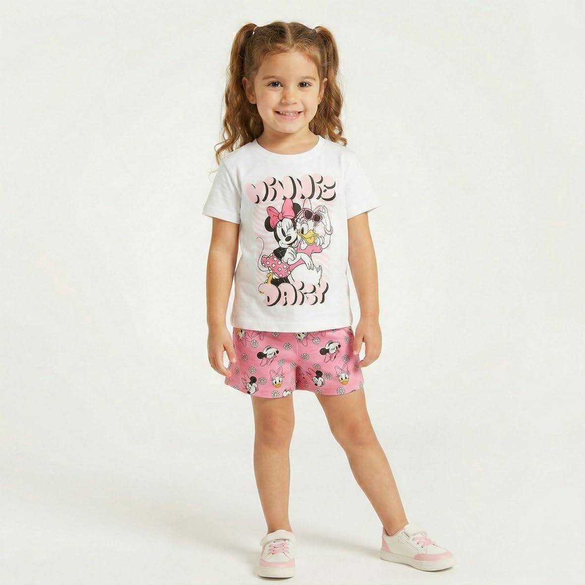 Disney Minnie Mouse Daisy Duck - Conjunto de camiseta de manga corta y pantalones cortos para niñas pequeñas y grandes