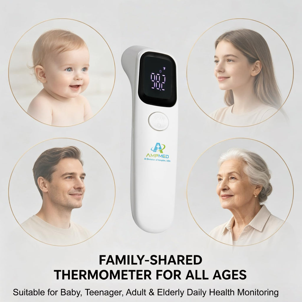 Termómetro de frente de grado médico Amplim para adultos, niños, bebés, termómetro infrarrojo digital sin contacto, lectura instantánea, detección precisa y rápida de fiebre, para uso en casa, clínica | Para adultos, niños, bebés, detección digital de fie