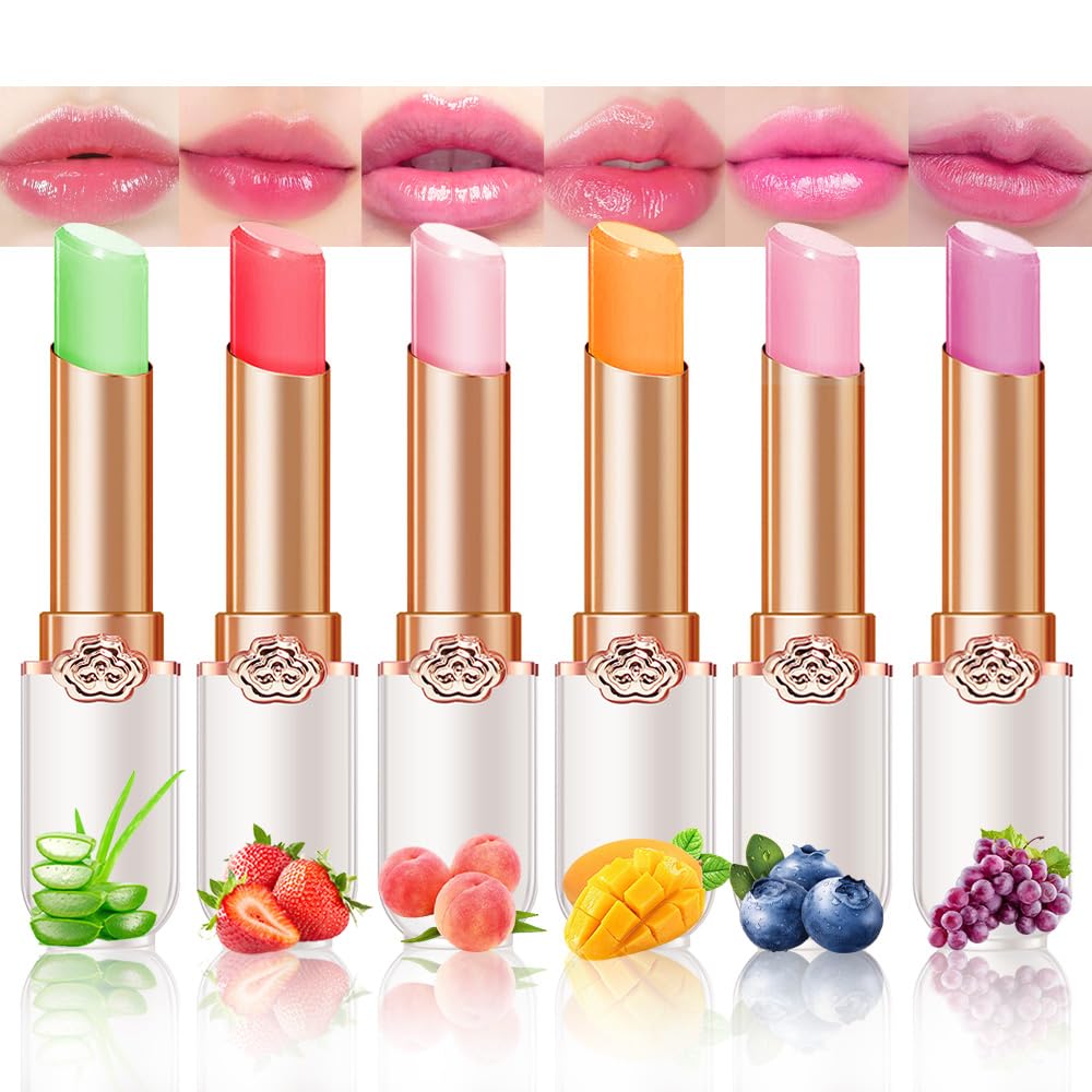 BINGBRUSH 6 piezas de lápiz labial que cambia de color con sabor a fruta, la reina, PH Mood, labios de larga duración, brillo labial, bálsamo labial, tinte mágico, maquillaje para mujer | Long-Lasting Comfort ,Personalized Shade,Deep Hydration,Fresh Looks