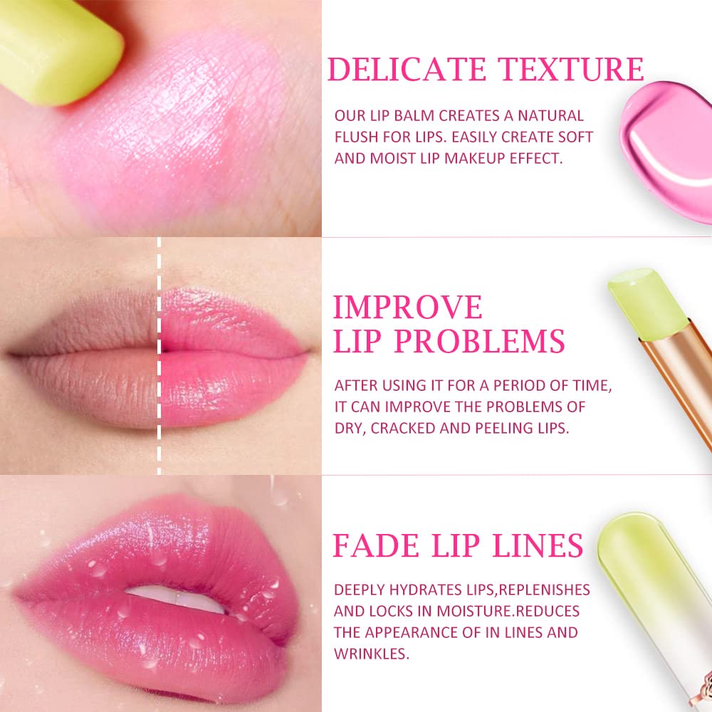 BINGBRUSH 6 piezas de lápiz labial que cambia de color con sabor a fruta, la reina, PH Mood, labios de larga duración, brillo labial, bálsamo labial, tinte mágico, maquillaje para mujer | Long-Lasting Comfort ,Personalized Shade,Deep Hydration,Fresh Looks