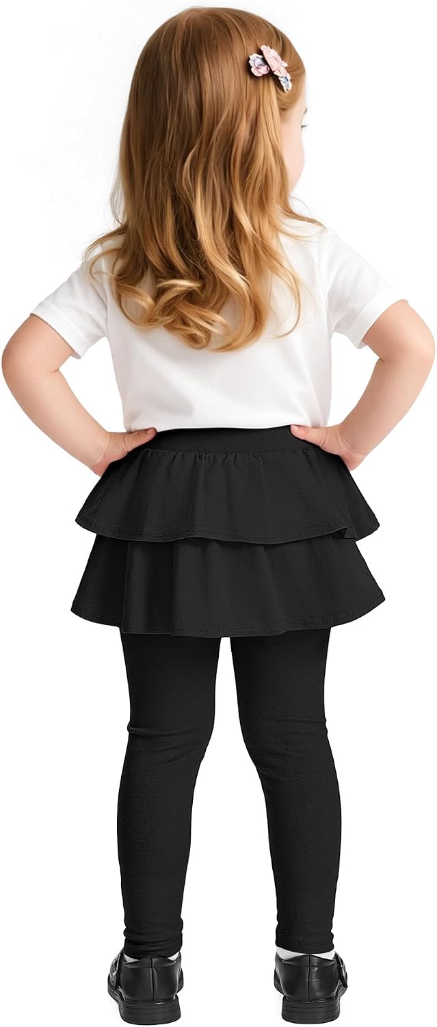 Witwot Paquete de 2 leggings tutú para niña, pantalones de algodón con falda con volantes, talla 18M-5T | Size 18M-5T Baby Girls Clothes