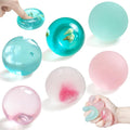 6 Pack Coconut Oil Squishy Stress Balls, ASMR Squishy Toys | Slow Rising Squishy, Maltose Syrup Gel, TPR, Anxiety Relief, Glossy Clear, Velvet Frosted, Strawberry & Sea Shells