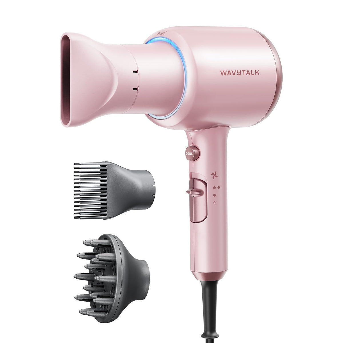 Secador de pelo Wavytalk con difusor, secador iónico Blown Away para cabello rizado con peine, secador de 1875 W de secado rápido con tecnología de cerámica, 3 accesorios para todo tipo de cabello | Secado rápido de 1875 W, 3 accesorios para todo tipo de