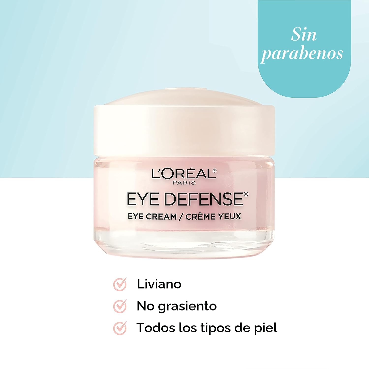 L'Oréal Paris Dermo-Expertise Eye Defense Crema para Ojos con Cafeína y Ácido Hialurónico 0.5 onzas