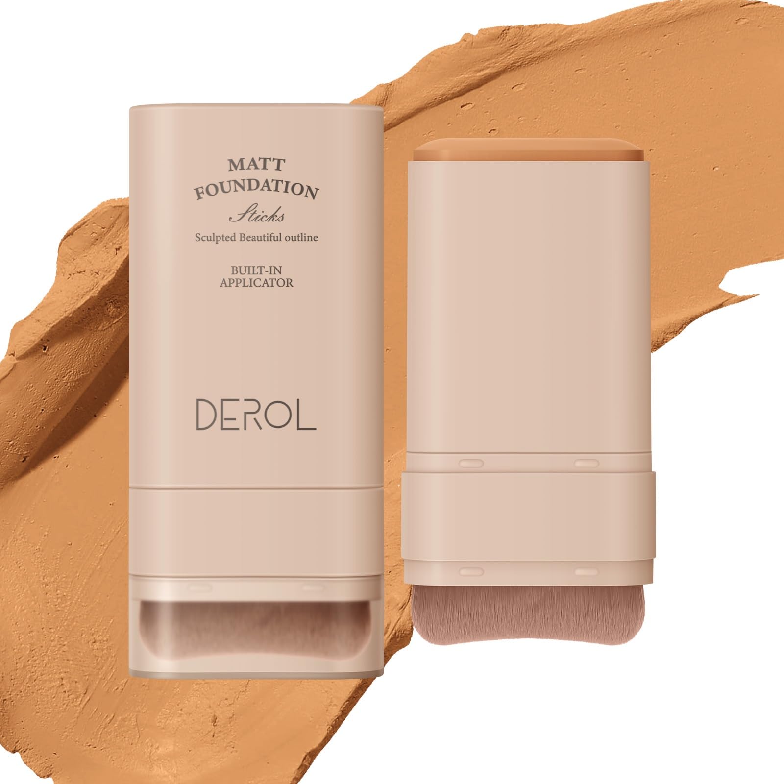Flawless Eraser Foundation Stick, Lightweight Buildable Medium-to-Full Coverage Dual Ended Makeup Stick, Multi-Use Face Makeup Bar with brush, Natural Finish