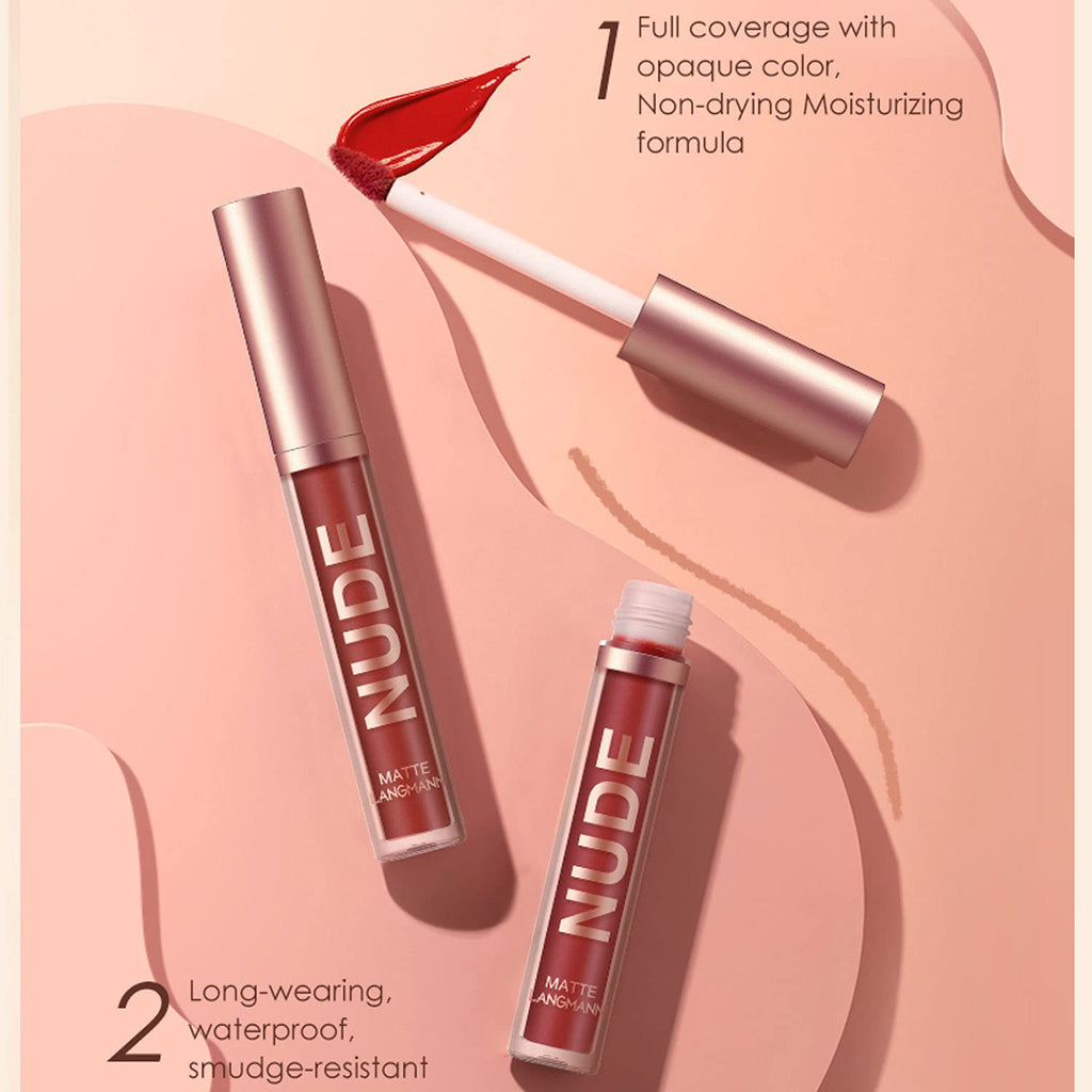 BestLand 12Pcs Matte Liquid Lipstick + Lip Liner Pens Set, Velvety Nude Lip Stain Waterproof Long Wear Makeup Gift Set