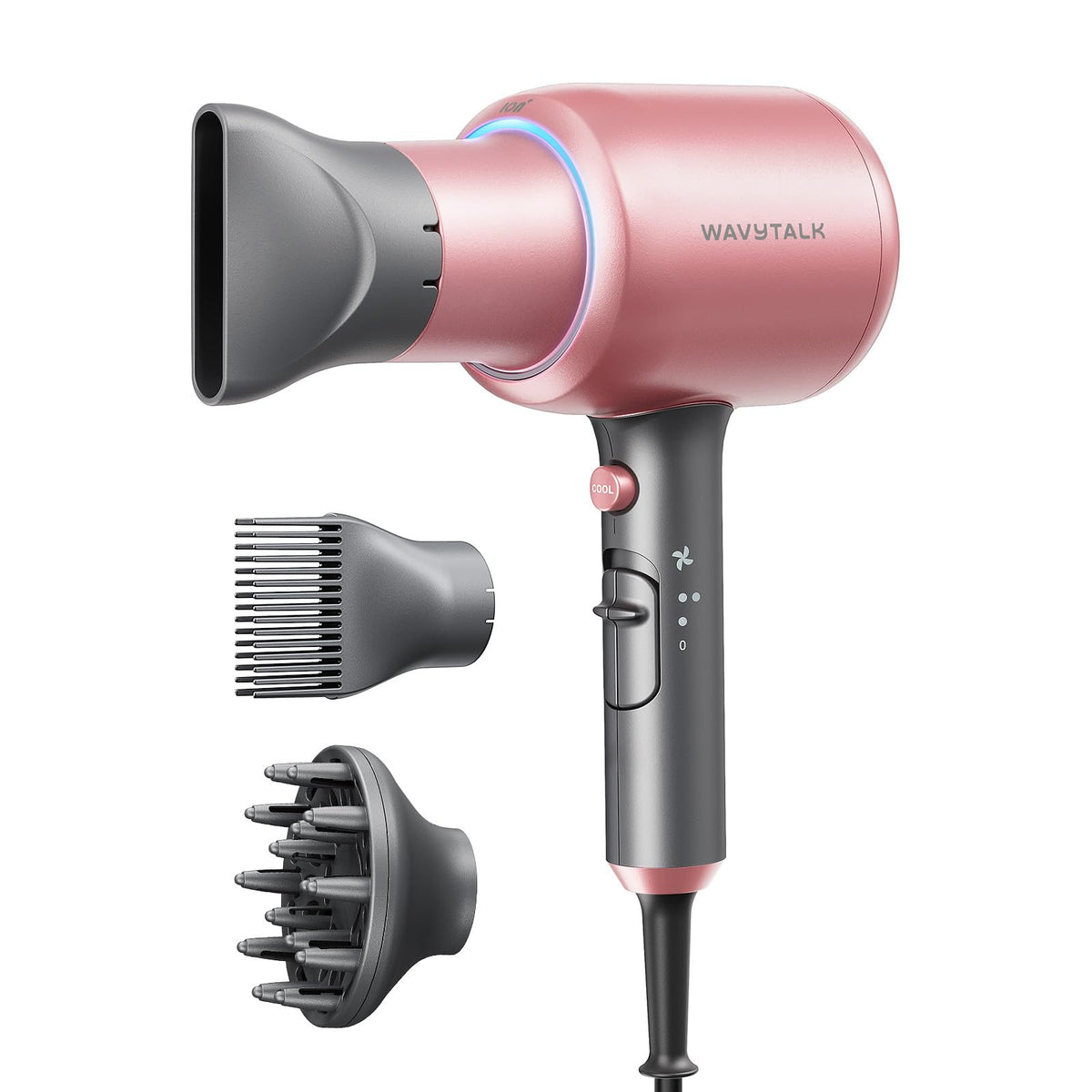 Secador de pelo Wavytalk con difusor, secador iónico Blown Away para cabello rizado con peine, secador de 1875 W de secado rápido con tecnología de cerámica, 3 accesorios para todo tipo de cabello | Secado rápido de 1875 W, 3 accesorios para todo tipo de