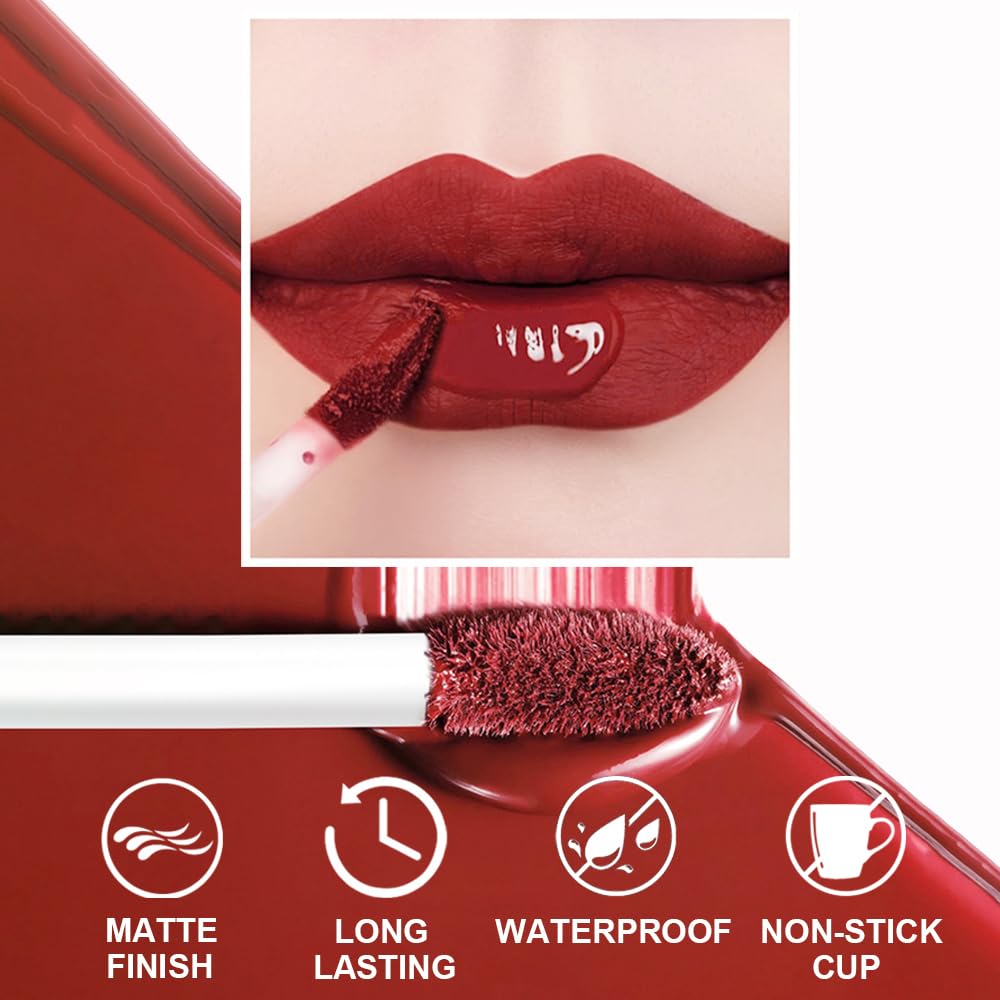 12Pcs Liquid Lipstick Set, Shades with Matte Gloss Lip Tint, Set A | Waterproof, Long Lasting, Quick-drying, Non-Stick Cup, Up to 12H Wear, Professional Lip Makeup Gift Kit