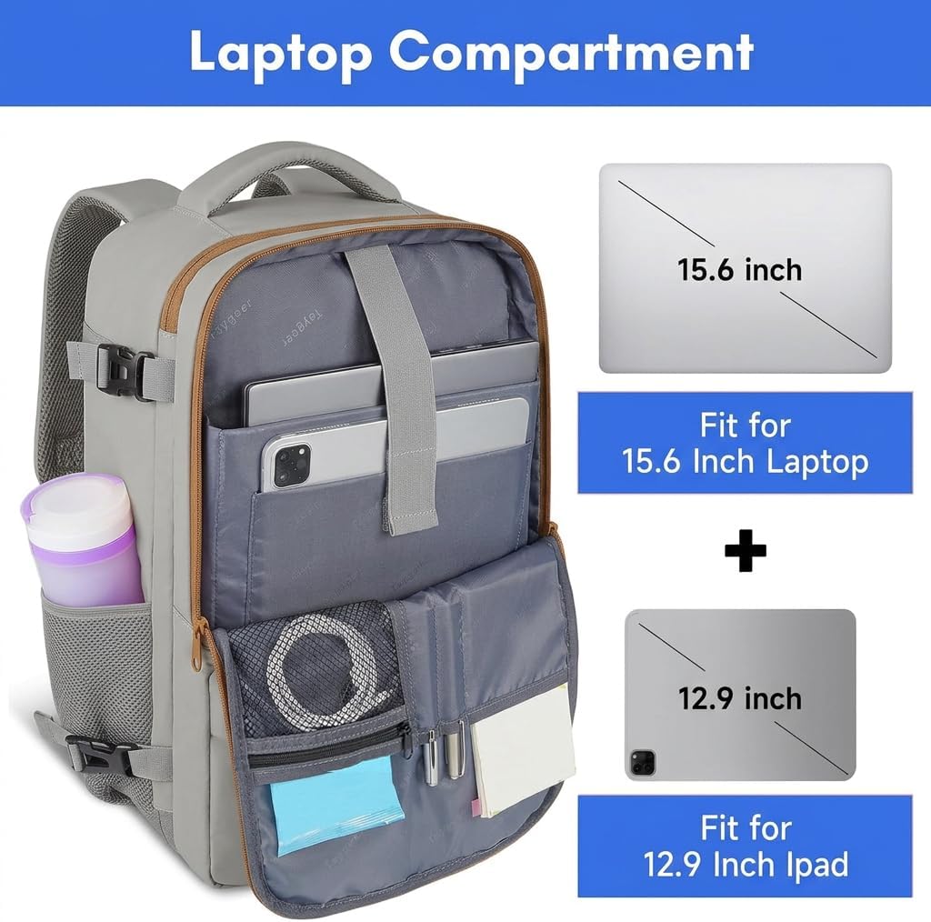 Taygeer - Mochila de viaje para mujeres, mochila de cabina con puerto de carga USB y bolsa para zapatos, mochila TSA para laptop de 15.6 pulgadas aprobada para vuelos, bolsa de enfermera, mochila | 15.6inch Laptop Mochila with Water Bottle Pocket & Shoe P