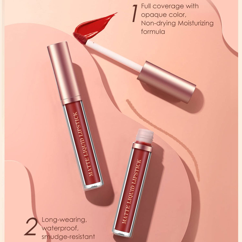 BestLand 12Pcs Matte Liquid Lipstick + Lip Liner Pens Set, Velvety Nude Lip Stain Waterproof Long Wear Makeup Gift Set