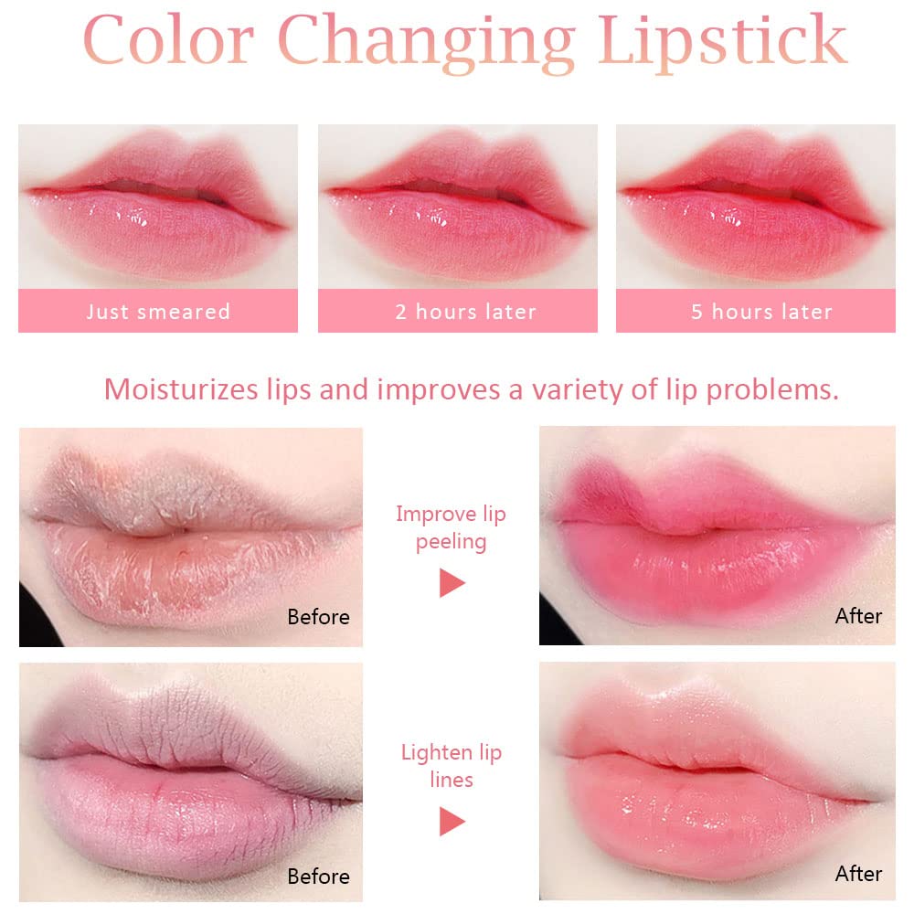BINGBRUSH 6 piezas de lápiz labial que cambia de color con sabor a fruta, la reina, PH Mood, labios de larga duración, brillo labial, bálsamo labial, tinte mágico, maquillaje para mujer | Long-Lasting Comfort ,Personalized Shade,Deep Hydration,Fresh Looks