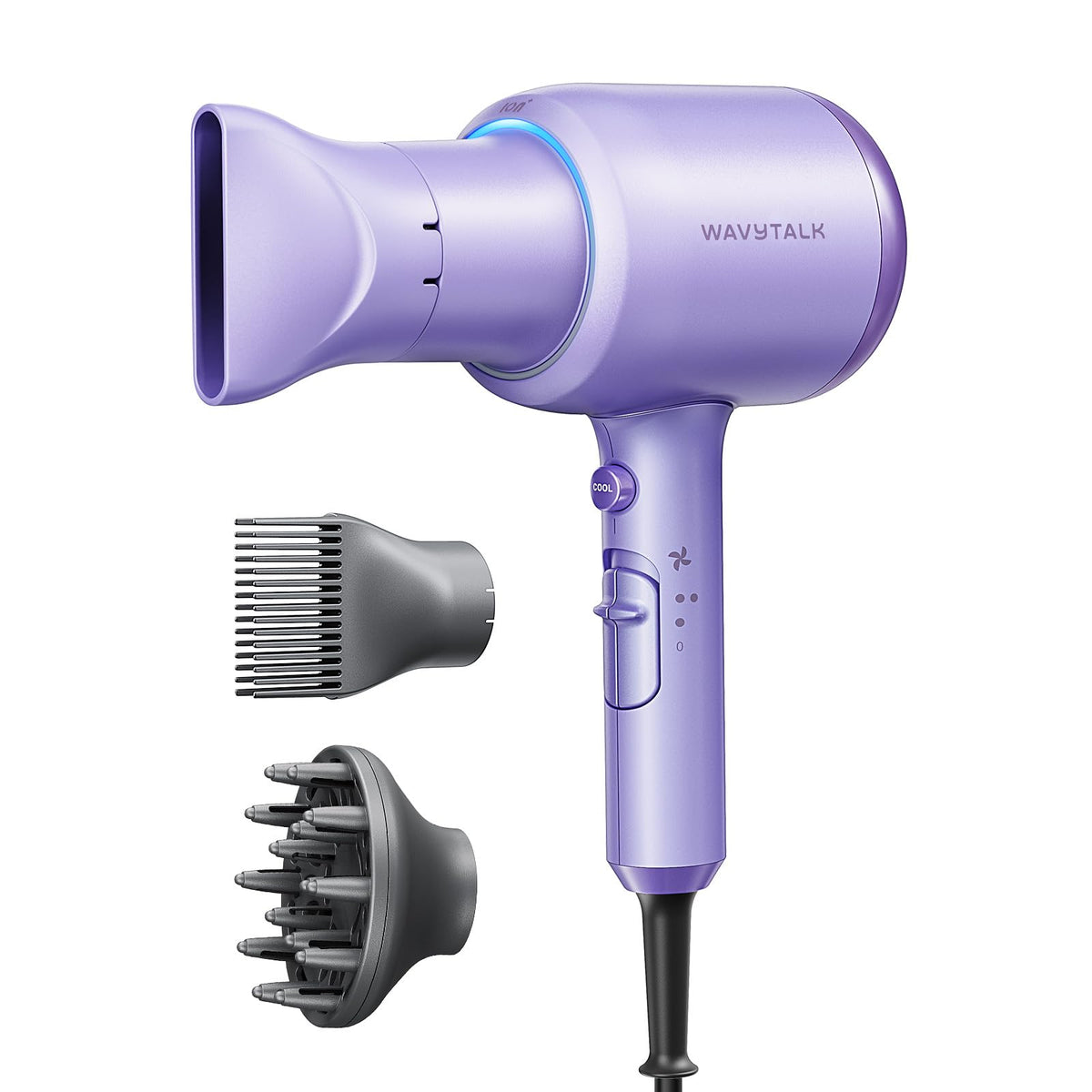 Secador de pelo Wavytalk con difusor, secador iónico Blown Away para cabello rizado con peine, secador de 1875 W de secado rápido con tecnología de cerámica, 3 accesorios para todo tipo de cabello | Secado rápido de 1875 W, 3 accesorios para todo tipo de