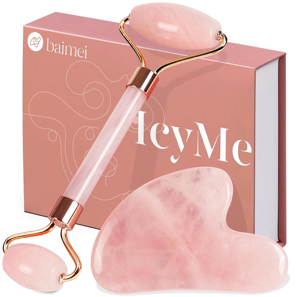 BAIMEI IcyMe - Rodillo de jade y Gua Sha, rodillo facial para reducir el enrojecimiento de la piel, cuidado personal para hombres y mujeres, masajeador para cara, ojos, cuello, alivia líneas finas y | Cooling Face Roller for Lymphatic Massage,Sculpting To