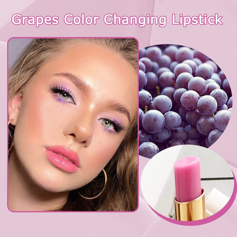 BINGBRUSH 6 piezas de lápiz labial que cambia de color con sabor a fruta, la reina, PH Mood, labios de larga duración, brillo labial, bálsamo labial, tinte mágico, maquillaje para mujer | Long-Lasting Comfort ,Personalized Shade,Deep Hydration,Fresh Looks