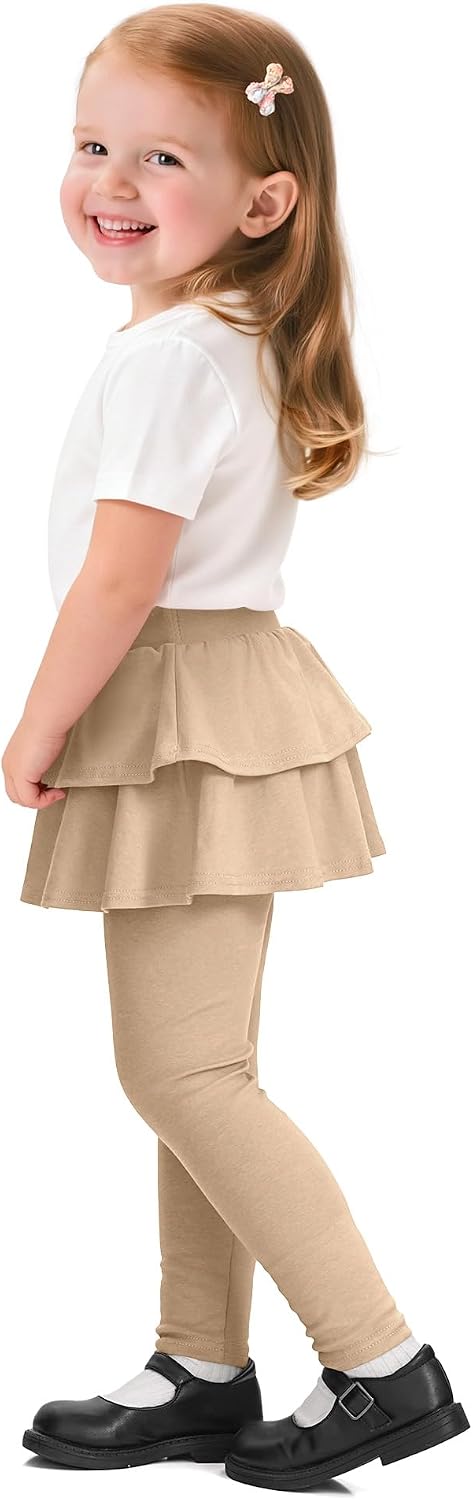 Witwot Paquete de 2 leggings tutú para niña, pantalones de algodón con falda con volantes, talla 18M-5T | Size 18M-5T Baby Girls Clothes