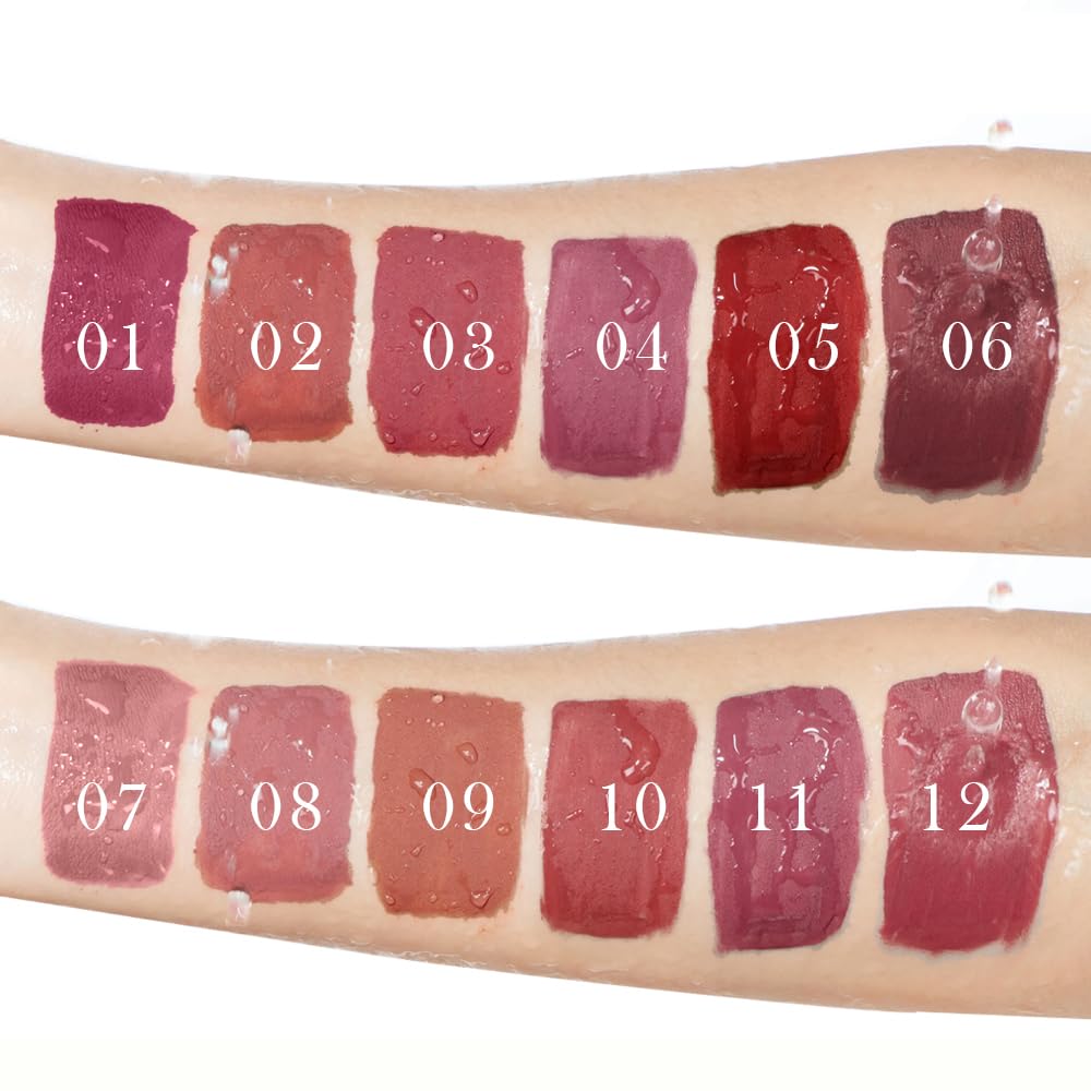 12Pcs Liquid Lipstick Set, Shades with Matte Gloss Lip Tint, Set A | Waterproof, Long Lasting, Quick-drying, Non-Stick Cup, Up to 12H Wear, Professional Lip Makeup Gift Kit