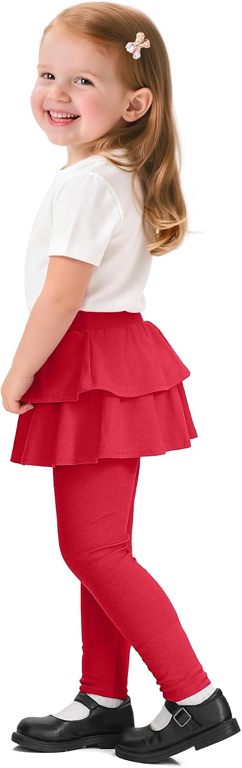 Witwot Paquete de 2 leggings tutú para niña, pantalones de algodón con falda con volantes, talla 18M-5T | Size 18M-5T Baby Girls Clothes