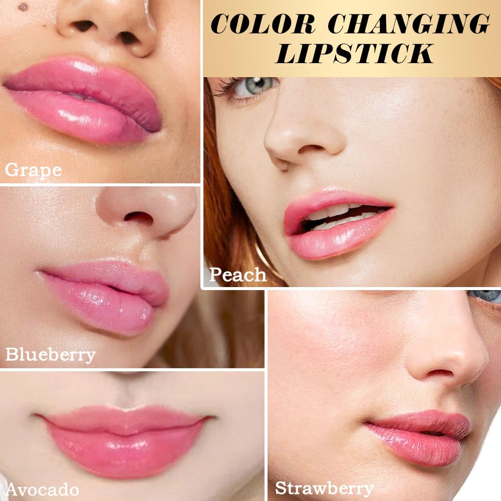 BINGBRUSH 6 piezas de lápiz labial que cambia de color con sabor a fruta, la reina, PH Mood, labios de larga duración, brillo labial, bálsamo labial, tinte mágico, maquillaje para mujer | Long-Lasting Comfort ,Personalized Shade,Deep Hydration,Fresh Looks