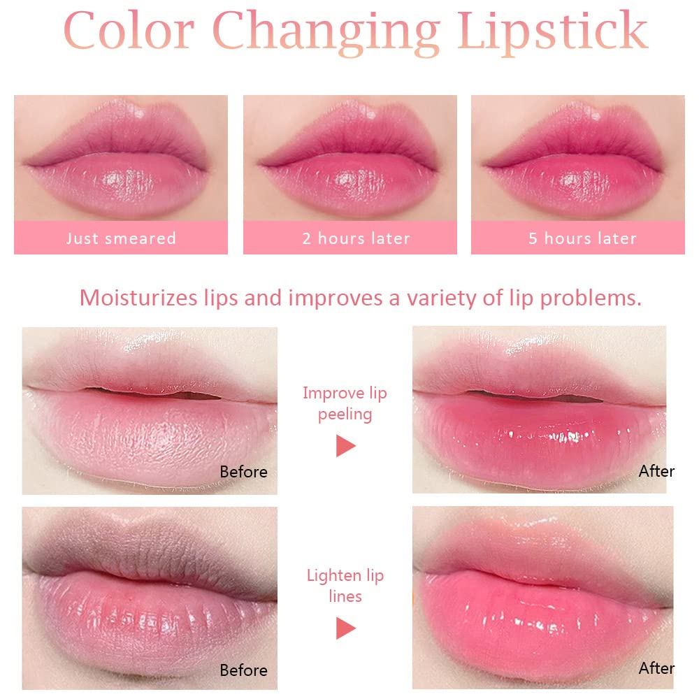 BINGBRUSH 6 piezas de lápiz labial que cambia de color con sabor a fruta, la reina, PH Mood, labios de larga duración, brillo labial, bálsamo labial, tinte mágico, maquillaje para mujer | Long-Lasting Comfort ,Personalized Shade,Deep Hydration,Fresh Looks