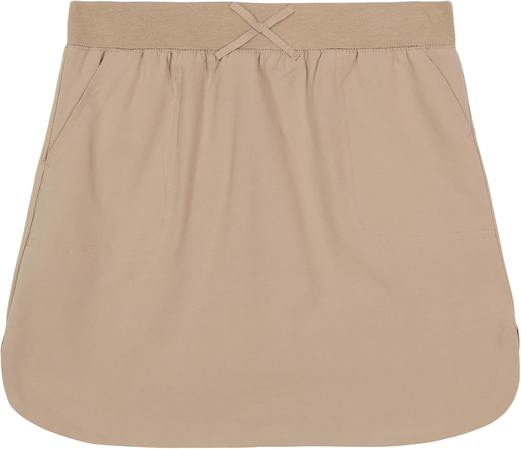 IZOD - Falda de patinete escolar para niñas con pantalones cortos, cintura de punto y bolsillos funcionales, resistente a arrugas