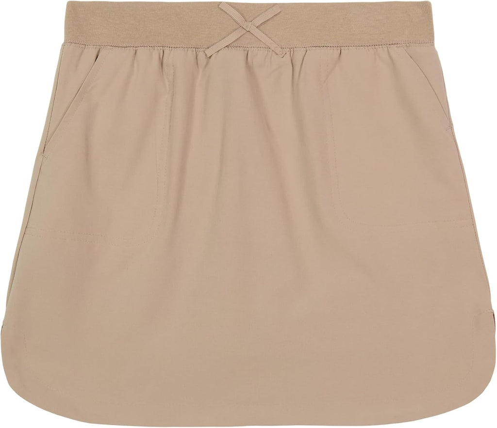 IZOD - Falda de patinete escolar para niñas con pantalones cortos, cintura de punto y bolsillos funcionales, resistente a arrugas