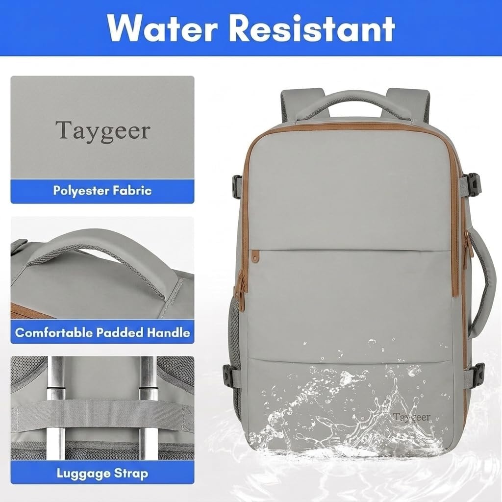 Taygeer - Mochila de viaje para mujeres, mochila de cabina con puerto de carga USB y bolsa para zapatos, mochila TSA para laptop de 15.6 pulgadas aprobada para vuelos, bolsa de enfermera, mochila | 15.6inch Laptop Mochila with Water Bottle Pocket & Shoe P