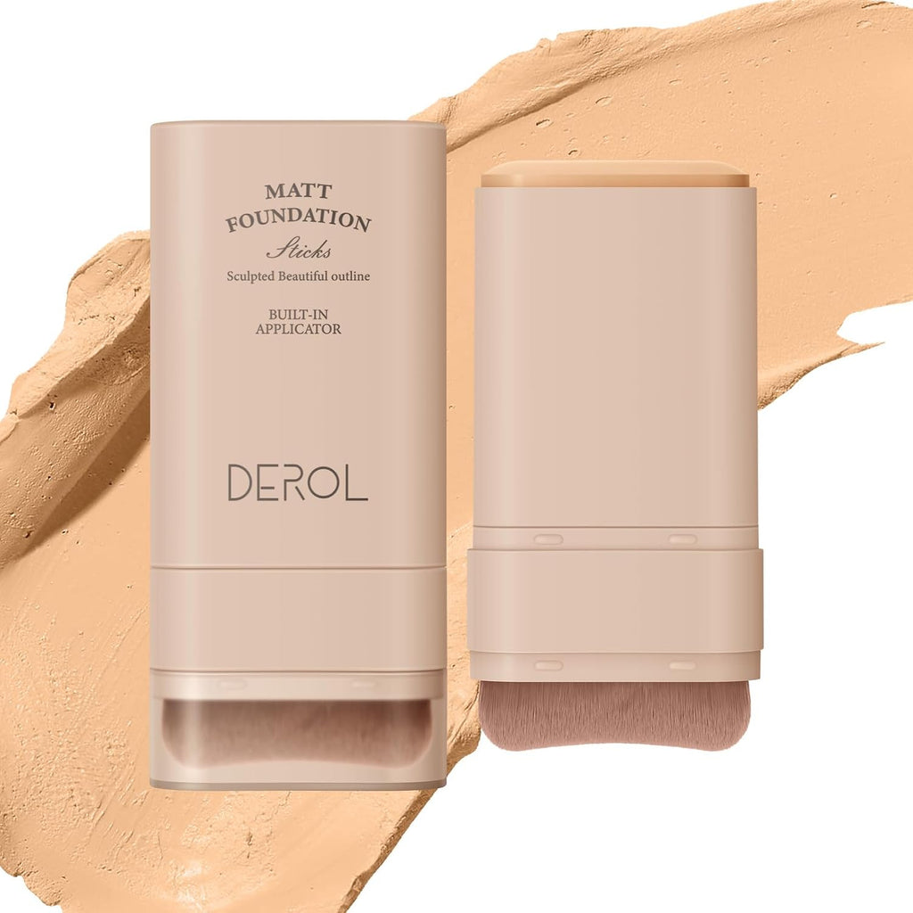 Flawless Eraser Foundation Stick, Lightweight Buildable Medium-to-Full Coverage Dual Ended Makeup Stick, Multi-Use Face Makeup Bar with brush, Natural Finish