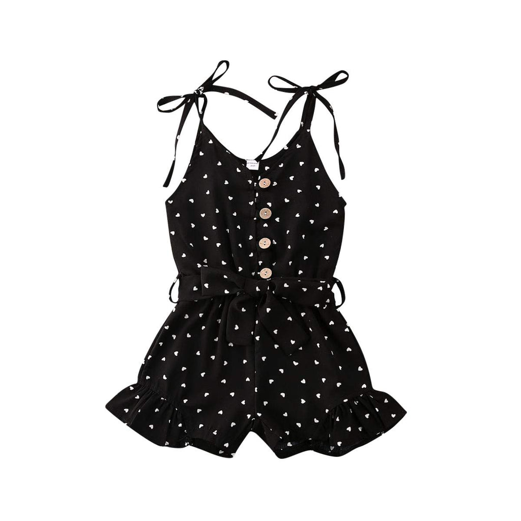 Toddler Baby Girl Heart Print Suspender Romper Jumpsuit Playsuit Holiday Clothes Kids Summer Outfit