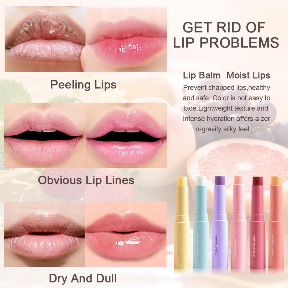 BINGBRUSH 6 piezas de lápiz labial que cambia de color con sabor a fruta, la reina, PH Mood, labios de larga duración, brillo labial, bálsamo labial, tinte mágico, maquillaje para mujer | Long-Lasting Comfort ,Personalized Shade,Deep Hydration,Fresh Looks
