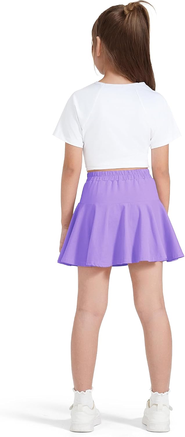 BOOPH Paquete de 2 faldas de uniforme deportivo para niñas pequeñas con pantalones cortos | Faldas de tenis francés con bolsillos para niños de 2 a 9 años