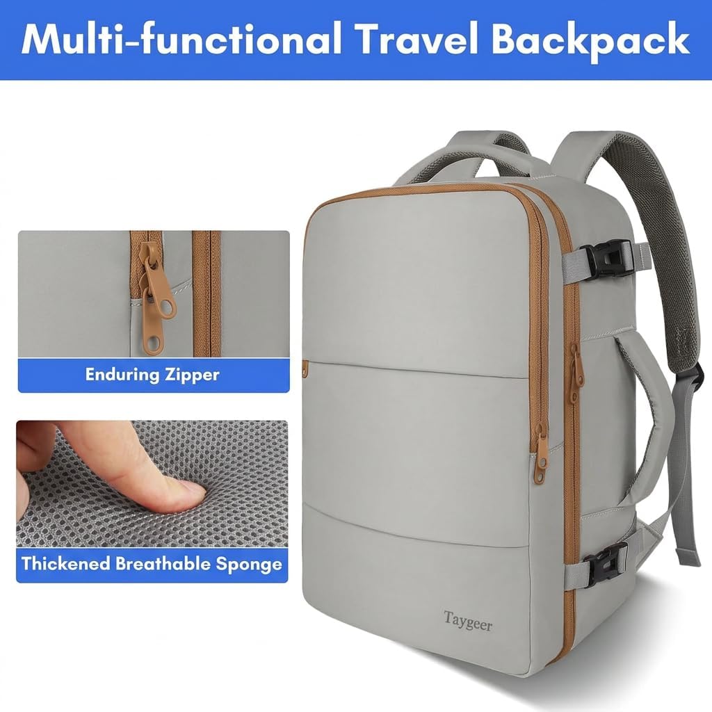 Taygeer - Mochila de viaje para mujeres, mochila de cabina con puerto de carga USB y bolsa para zapatos, mochila TSA para laptop de 15.6 pulgadas aprobada para vuelos, bolsa de enfermera, mochila | 15.6inch Laptop Mochila with Water Bottle Pocket & Shoe P